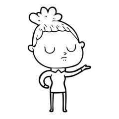 cartoon calm woman