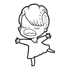 cartoon cool hipster girl talking