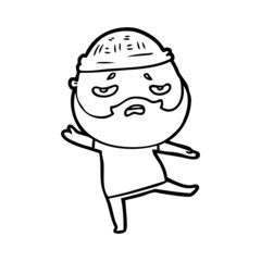 cartoon worried man with beard
