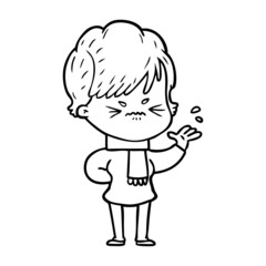 cartoon frustrated woman