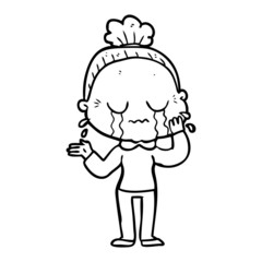 cartoon crying old lady