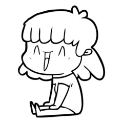 cartoon happy girl