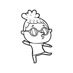 cartoon woman wearing glasses