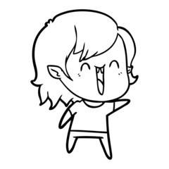 Obraz premium cute cartoon happy vampire girl