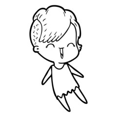 cartoon happy hipster girl
