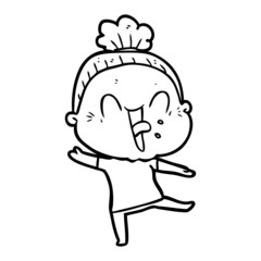 cartoon happy old woman