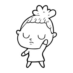 cartoon calm woman
