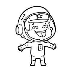 cartoon laughing astronaut