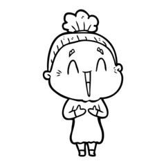 cartoon happy old lady