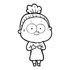cartoon happy old woman
