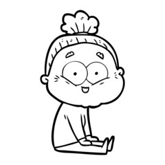 cartoon happy old woman
