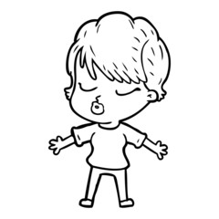 cartoon woman with eyes shut