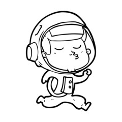 cartoon confident astronaut running