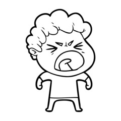 cartoon furious man