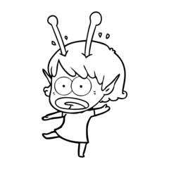 cartoon shocked alien girl