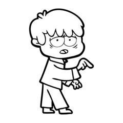 cartoon exhausted boy