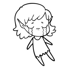 cartoon crying elf girl