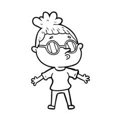 cartoon woman wearing sunglasses