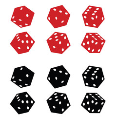 dice red and black set illustration