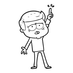 cartoon tired man pointing