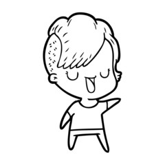 cute cartoon girl with hipster haircut