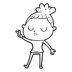 cartoon calm woman