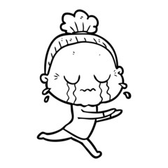 cartoon crying old lady