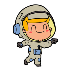 happy cartoon astronaut man