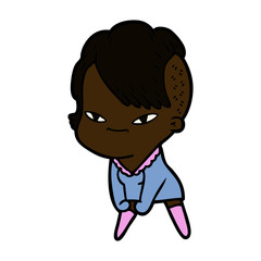 cute cartoon girl with hipster haircut