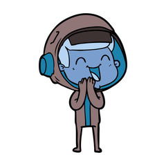 happy cartoon astronaut