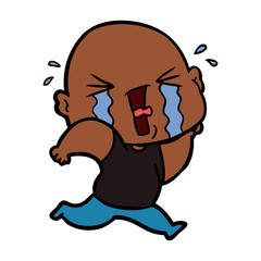 cartoon crying bald man
