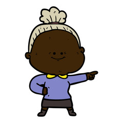 cartoon happy old woman