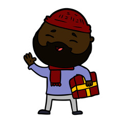 cartoon happy bearded man