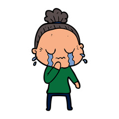 cartoon old woman crying