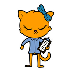 cute cartoon business cat with bow