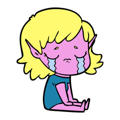 cartoon crying elf girl