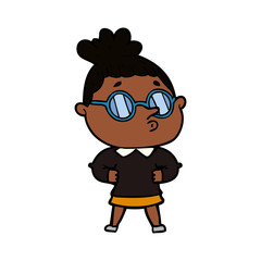 cartoon woman wearing glasses