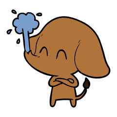 cute cartoon elephant spouting water