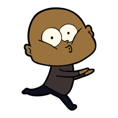 cartoon bald man staring