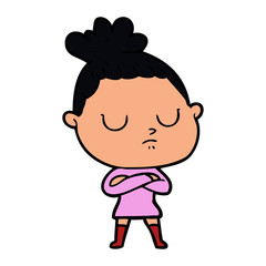 cartoon calm woman