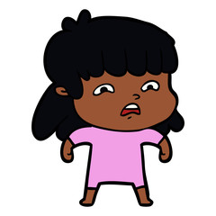 cartoon worried woman