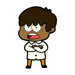 worried cartoon boy