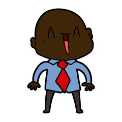 happy cartoon bald man