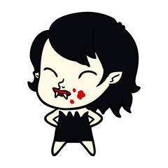 cartoon vampire girl with blood on cheek