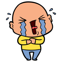 cartoon crying bald man