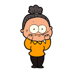 cartoon happy old woman