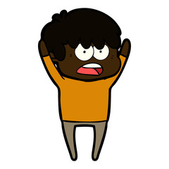 worried cartoon boy