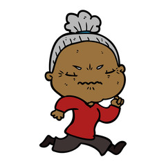 cartoon annoyed old lady