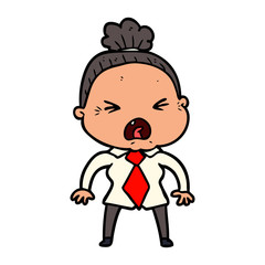 cartoon angry old woman