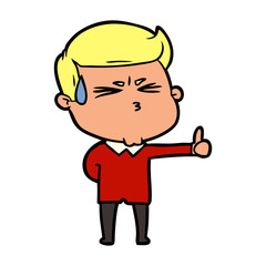 cartoon man sweating